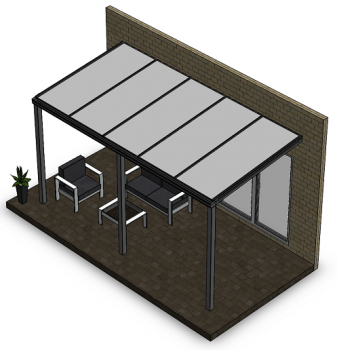Überdachung mit 16 mm Polycarbonat, 5 x 2,5 m